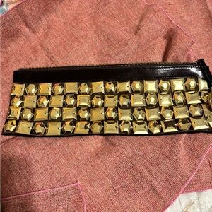 Vintage Gold and Black Studded Clutch by Paula Abdul